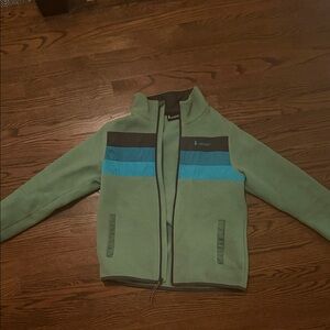 cotopaxi Sage Green Fleece Jacket with Blue Stripes